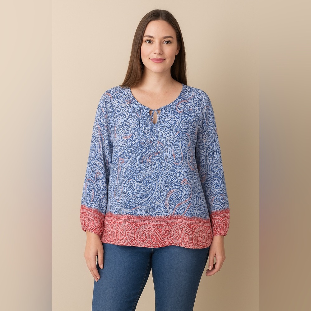 Ariat Women’s Boho Paisley Long Sleeve Peasant Blouse | Size Small